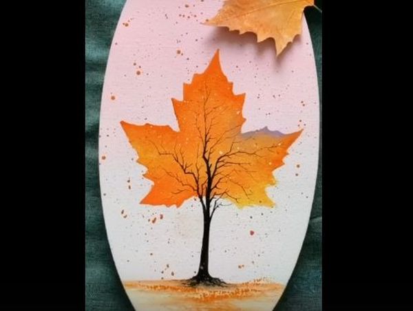 Лесно и красиво: нарисувайте есенно дърво с помощта на листо